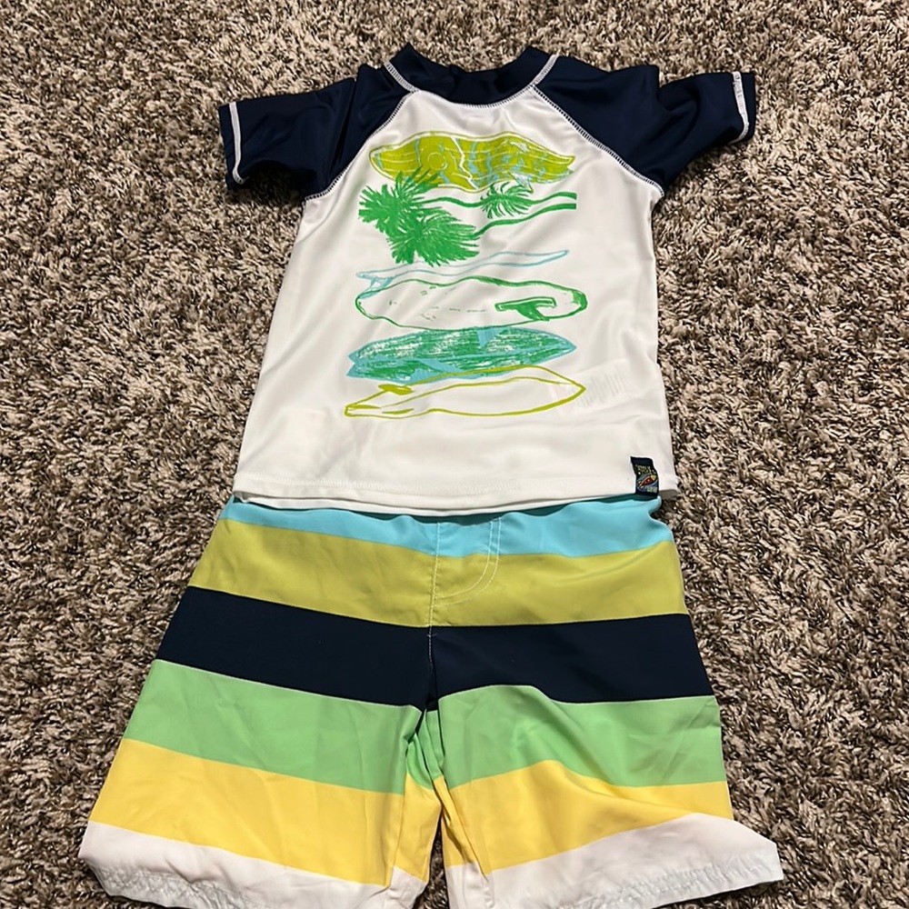 Toddler Boys Rashguard & Swim Trunk Set